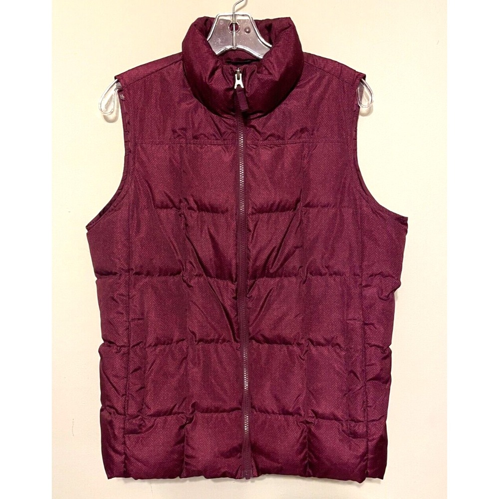 Lands' End Women's Quilted DOWN VEST Full Zip Size Medium 10-12 Maroon Full Zip